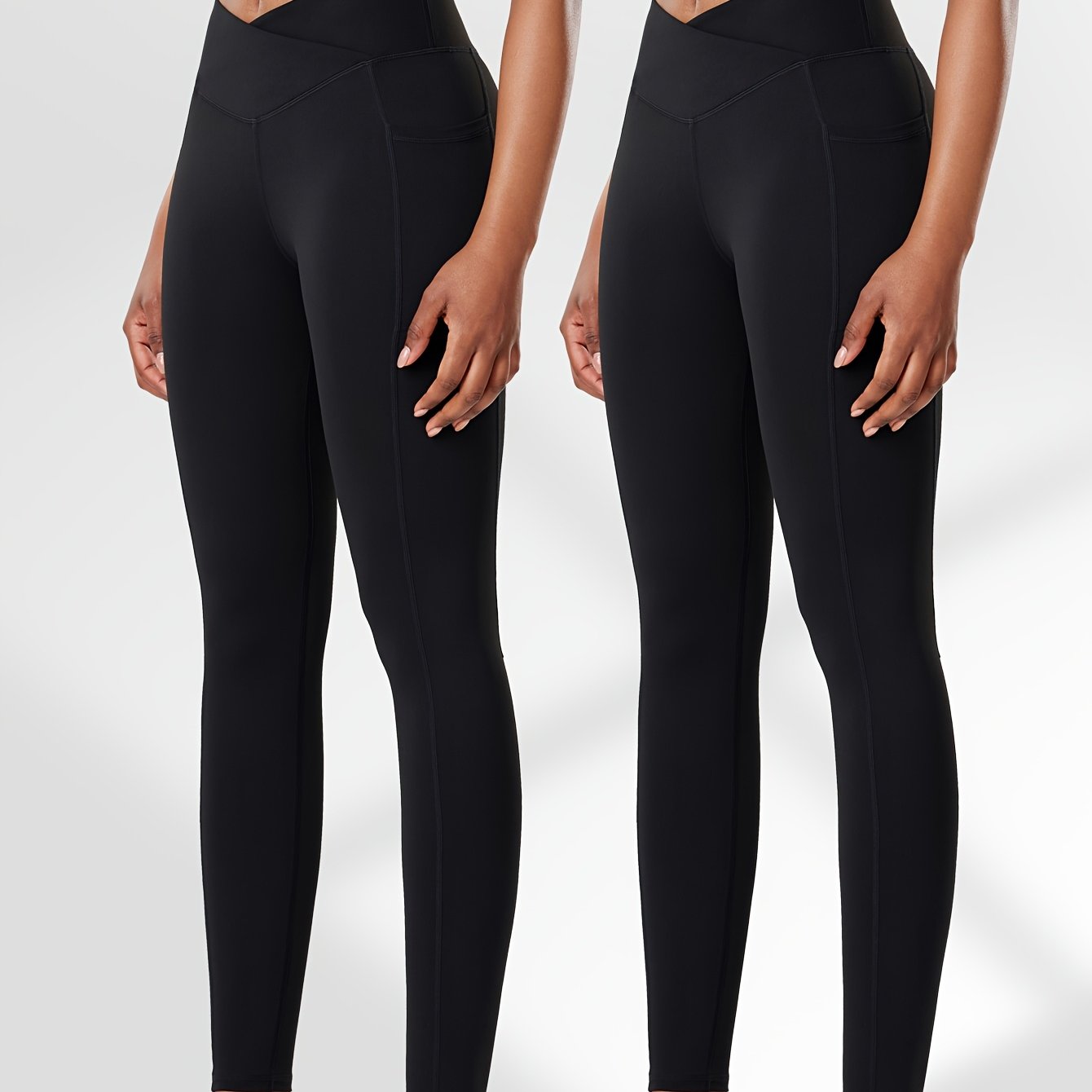 Two-Pack High Waist Compression Leggings with Pockets