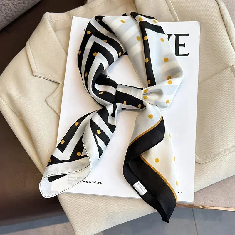 Printed Satin Square Scarf - Versatile Accessory