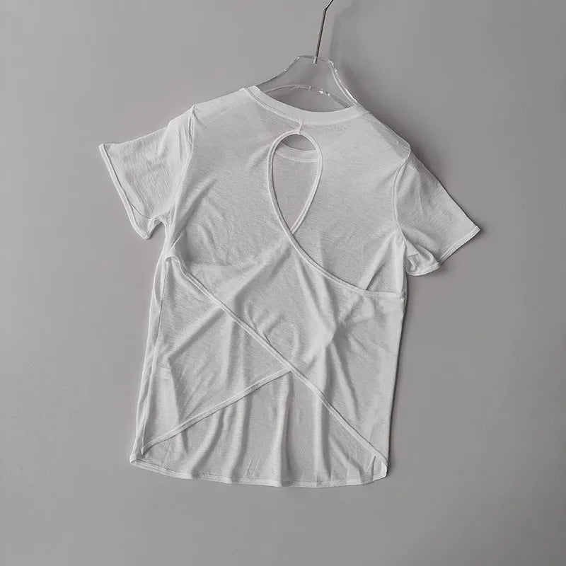 Breathable Quick-Dry Athletic Tee - Cutout Back Detail