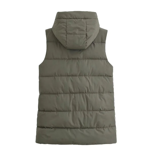 Women's fashionable hooded cotton vest
