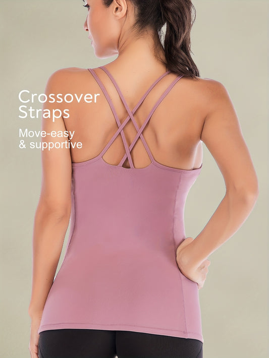 Longline Built-In Bra Yoga Tank Top