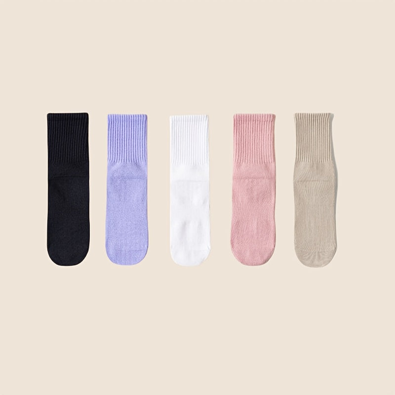 3/5 Pairs Women's Non-Slip Silicone Mid-Calf Yoga Socks