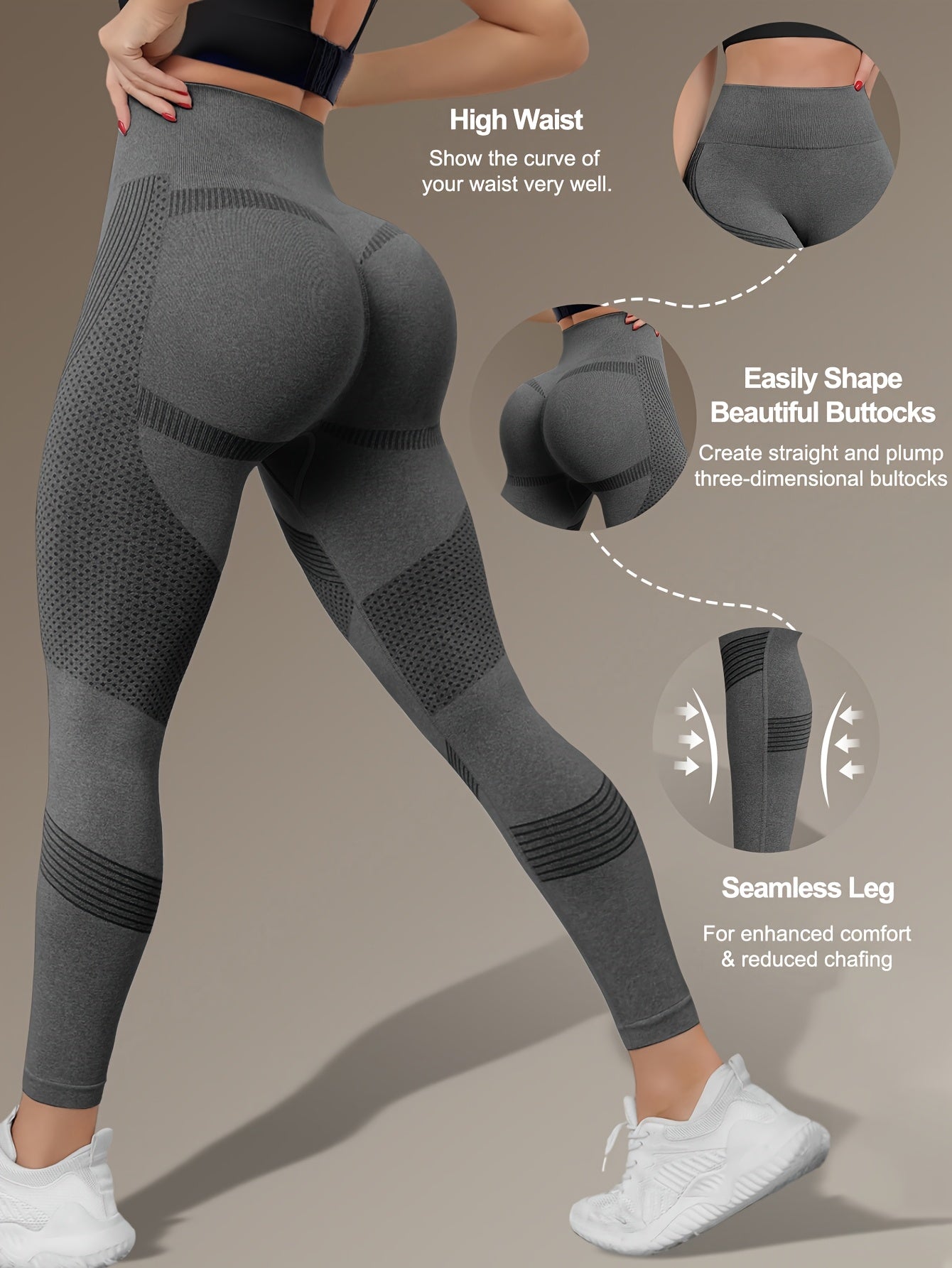 Seamless 3D Butt Lifting Technology & V-Shape Compression Leggings