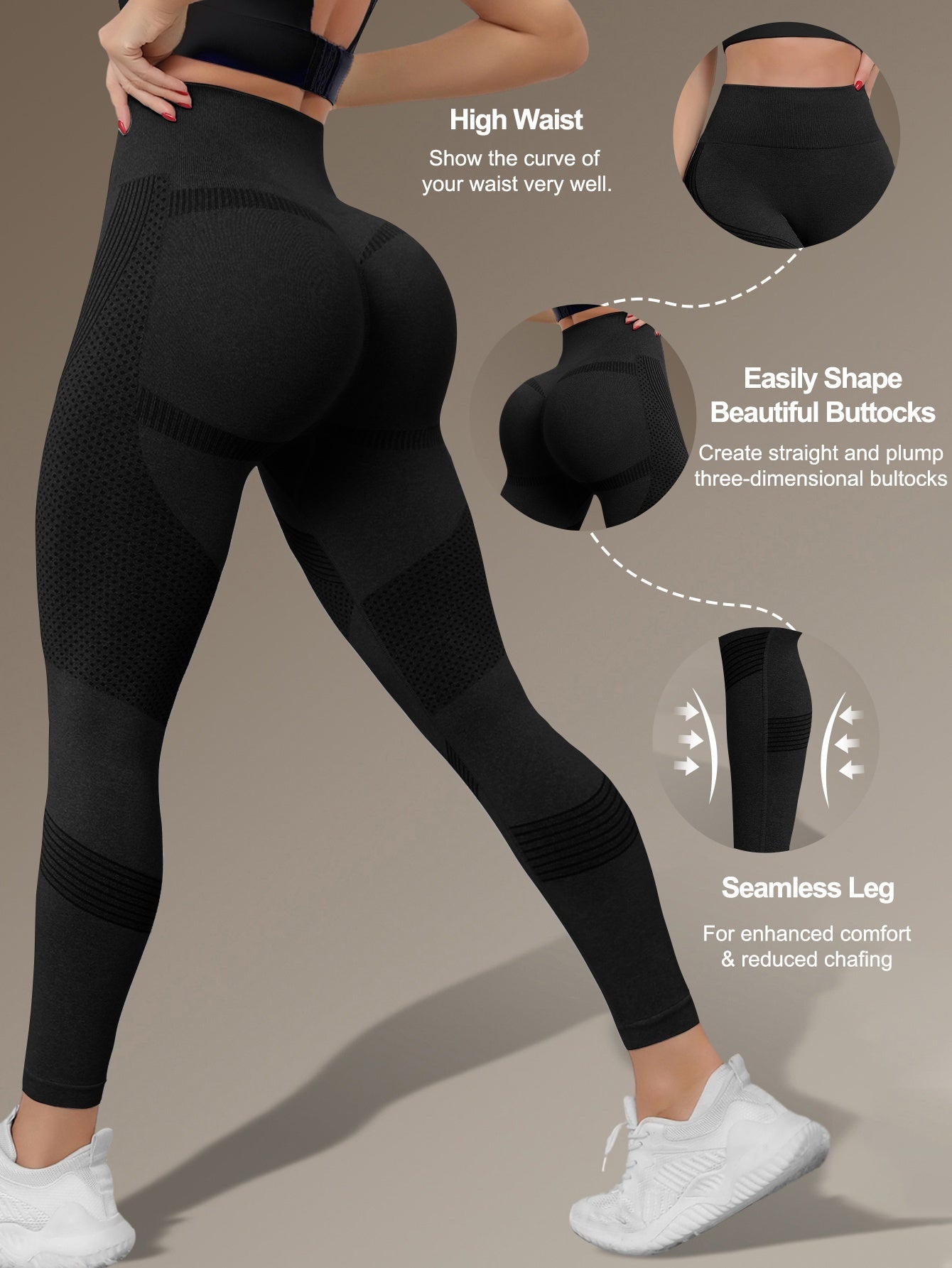 Seamless 3D Butt Lifting Technology & V-Shape Compression Leggings