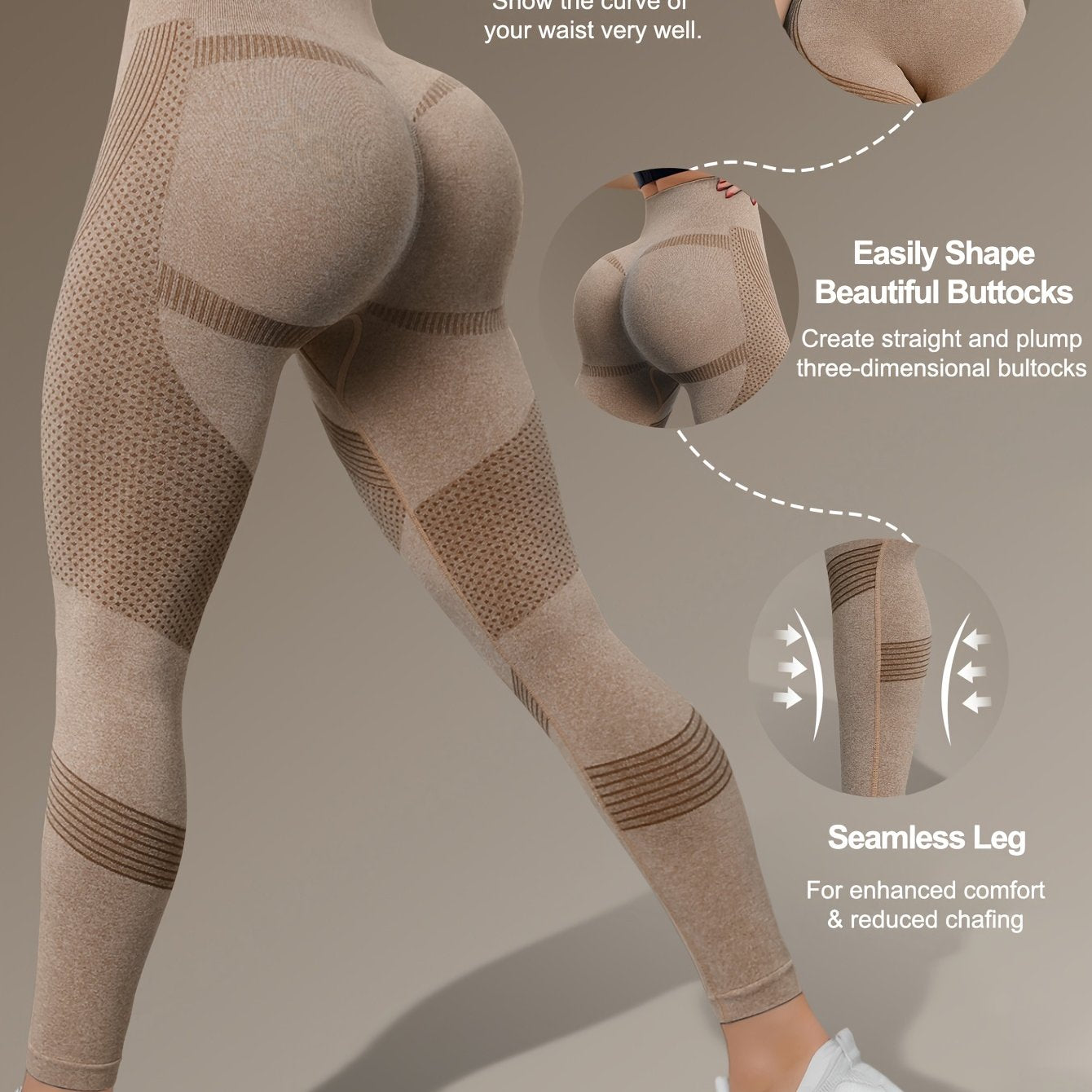 Seamless 3D Butt Lifting Technology & V-Shape Compression Leggings