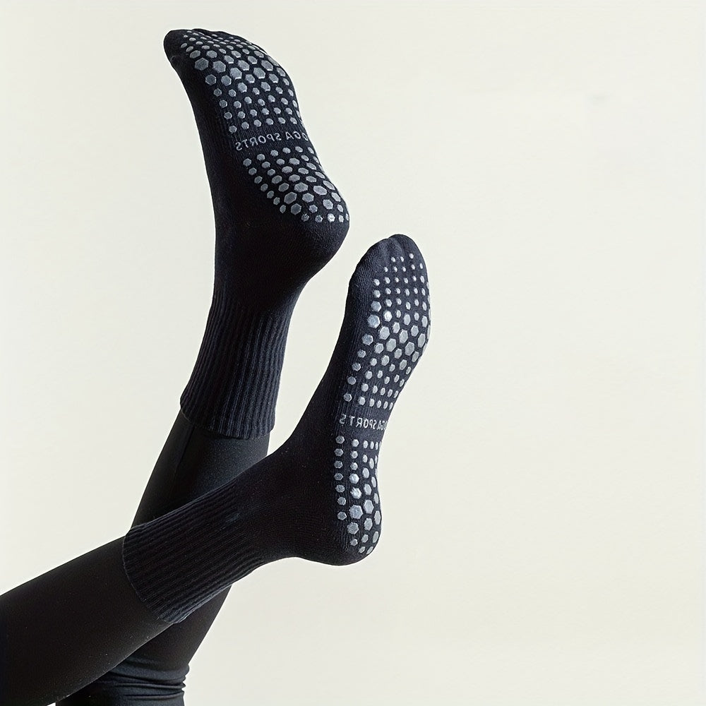 3/5 Pairs Women's Non-Slip Silicone Mid-Calf Yoga Socks