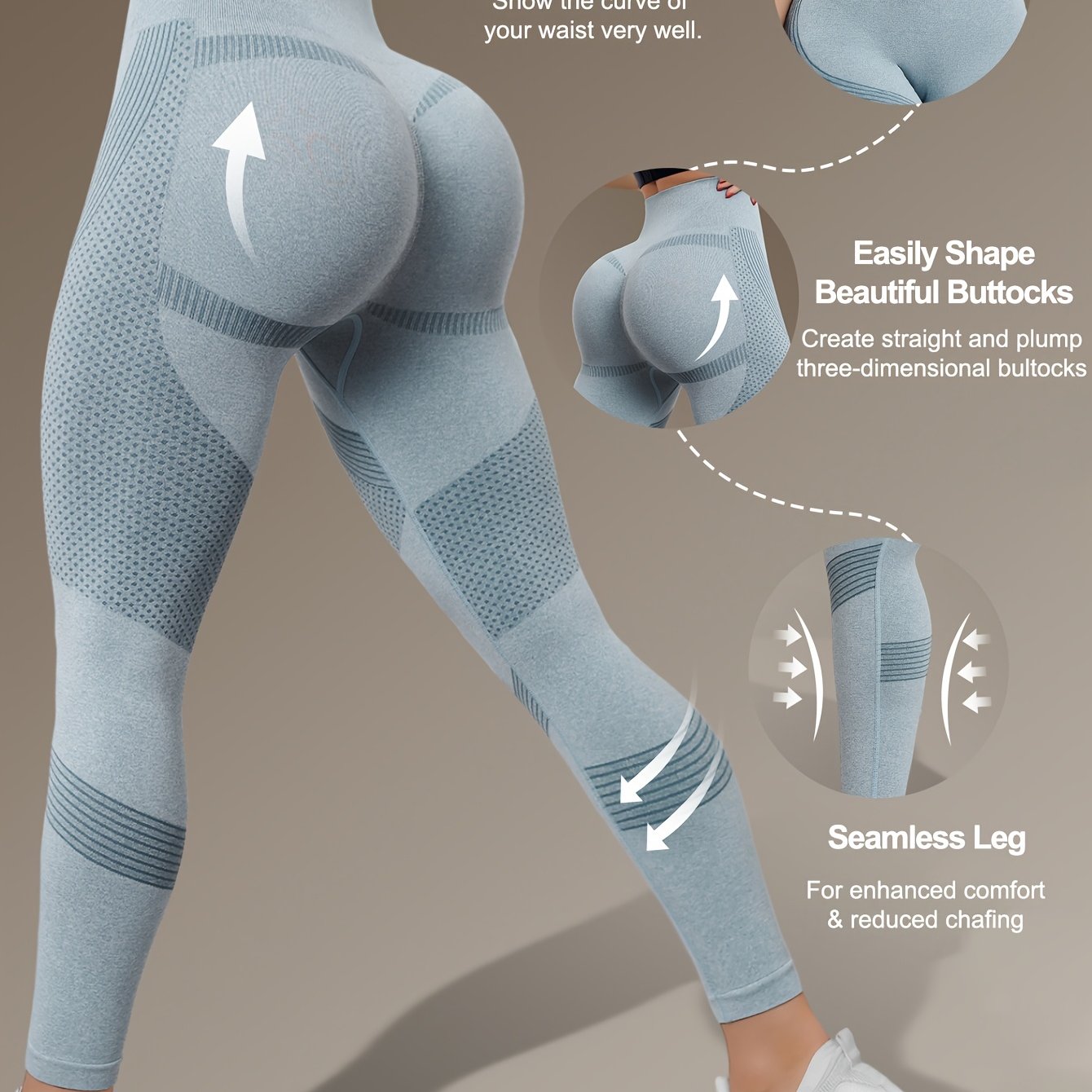Seamless 3D Butt Lifting Technology & V-Shape Compression Leggings