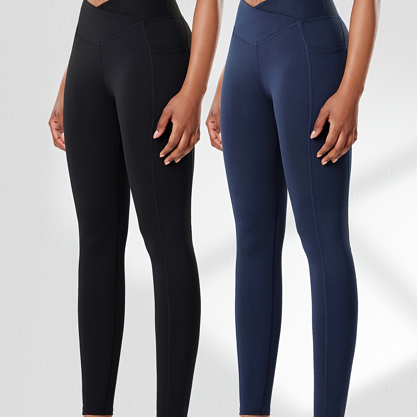 Two-Pack High Waist Compression Leggings with Pockets
