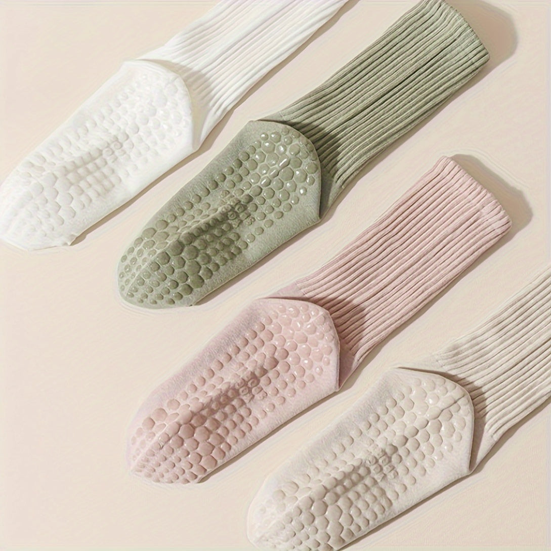 3/5 Pairs Women's Non-Slip Silicone Mid-Calf Yoga Socks