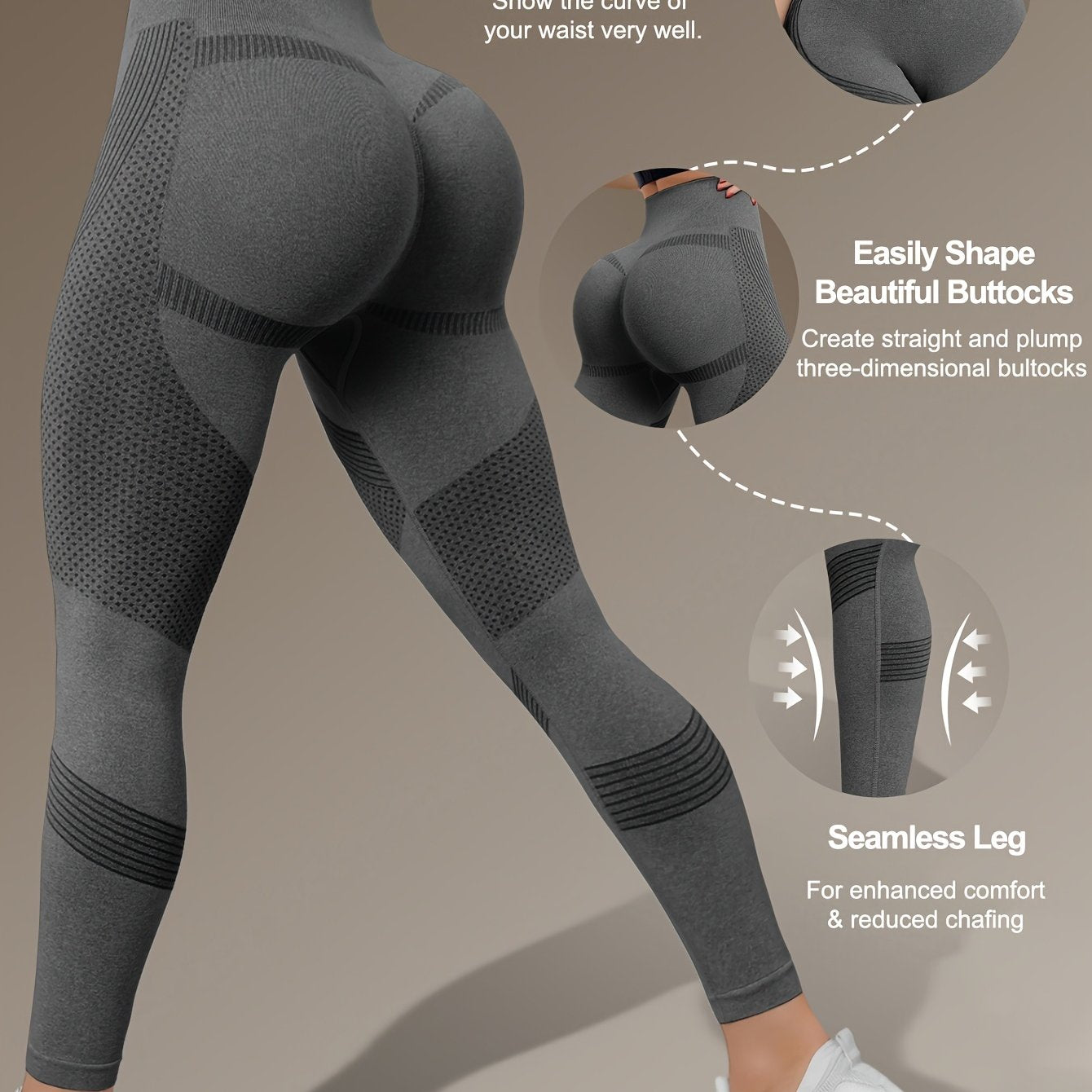 Seamless 3D Butt Lifting Technology & V-Shape Compression Leggings