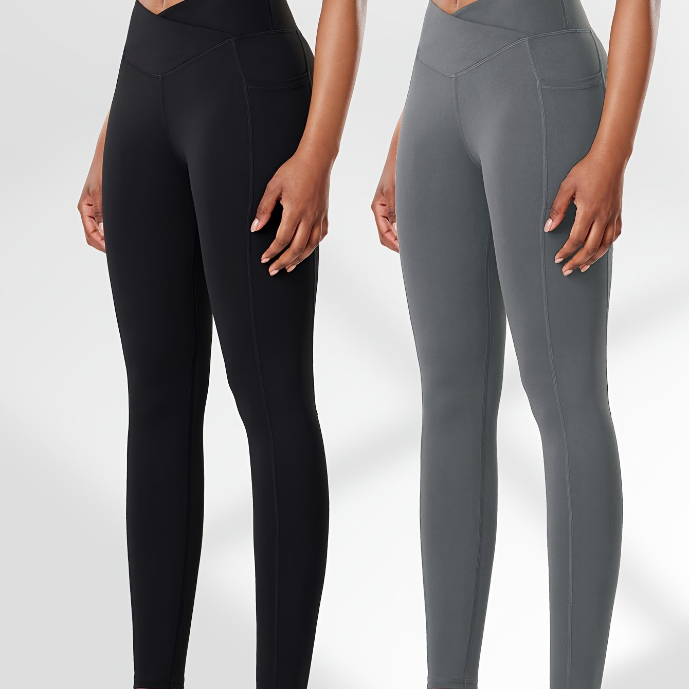 Two-Pack High Waist Compression Leggings with Pockets