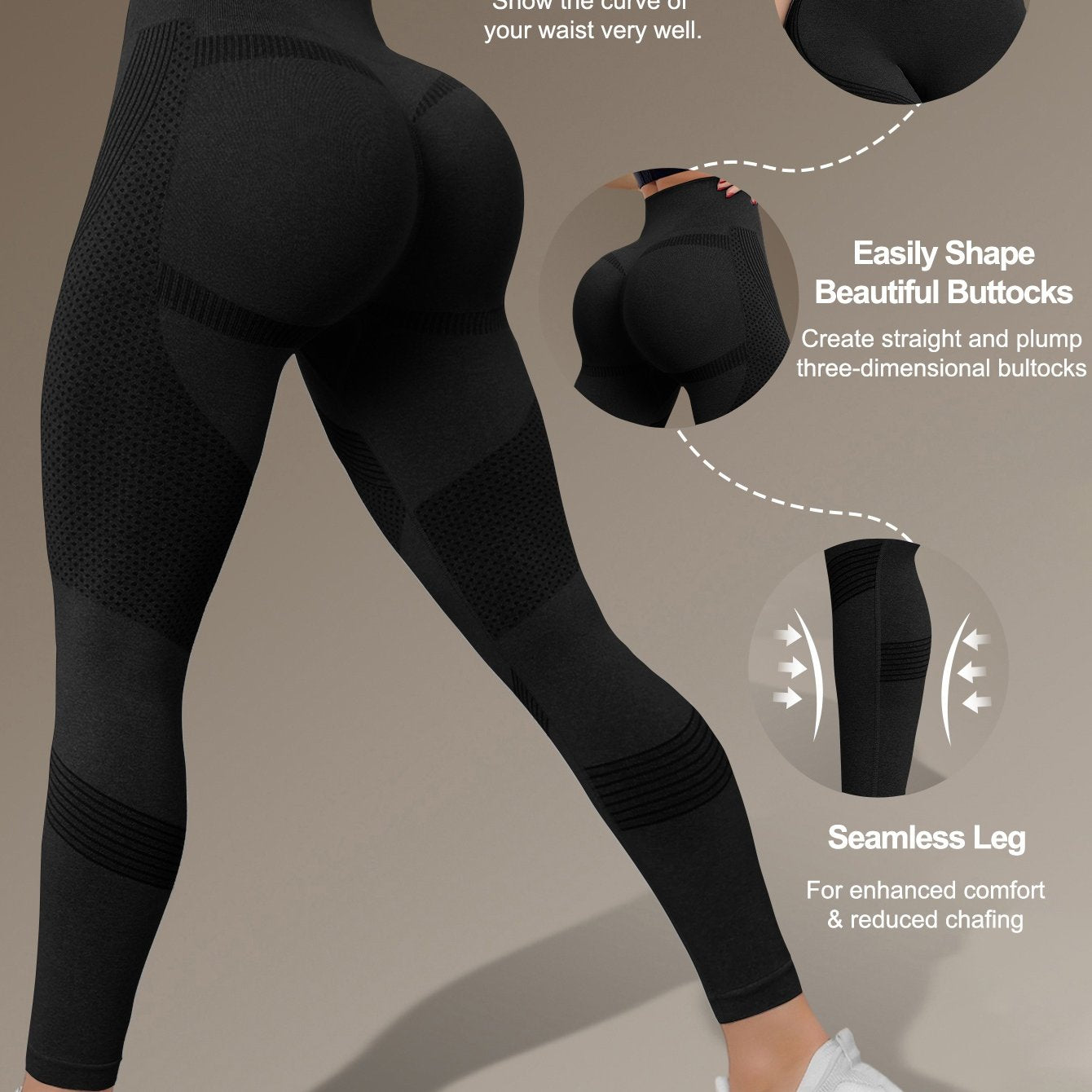 Seamless 3D Butt Lifting Technology & V-Shape Compression Leggings