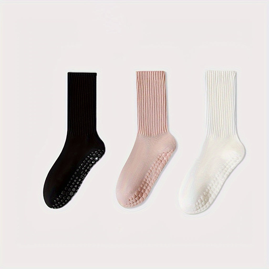 3/5 Pairs Women's Non-Slip Silicone Mid-Calf Yoga Socks