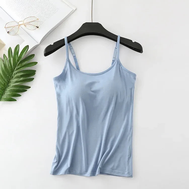 Built-In Bra Camisole - Seamless Modal Tank Top