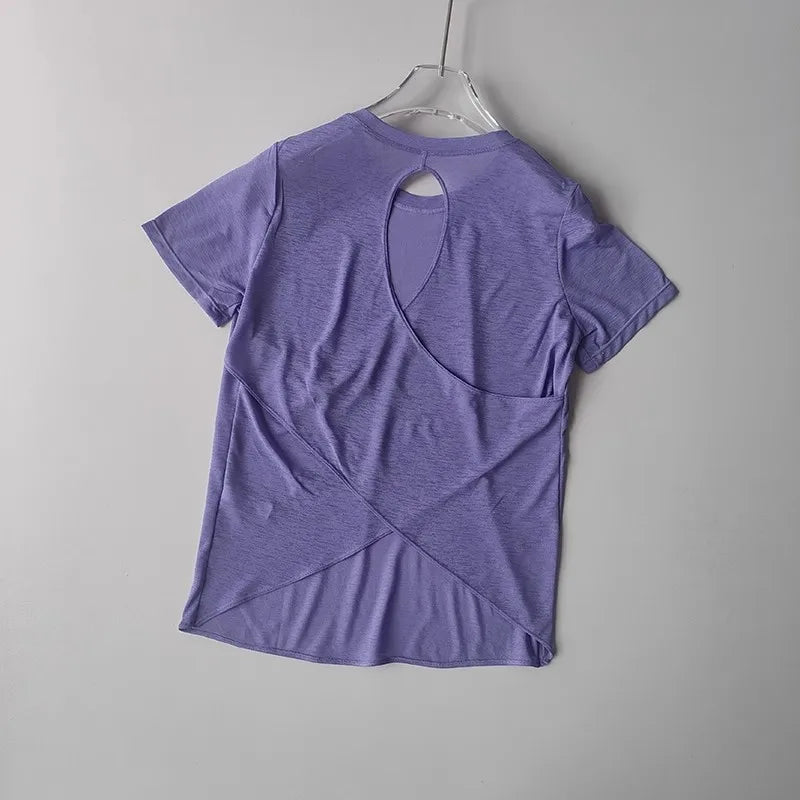 Breathable Quick-Dry Athletic Tee - Cutout Back Detail