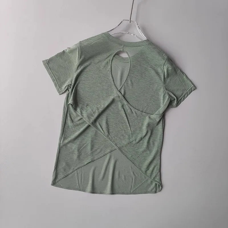 Breathable Quick-Dry Athletic Tee - Cutout Back Detail