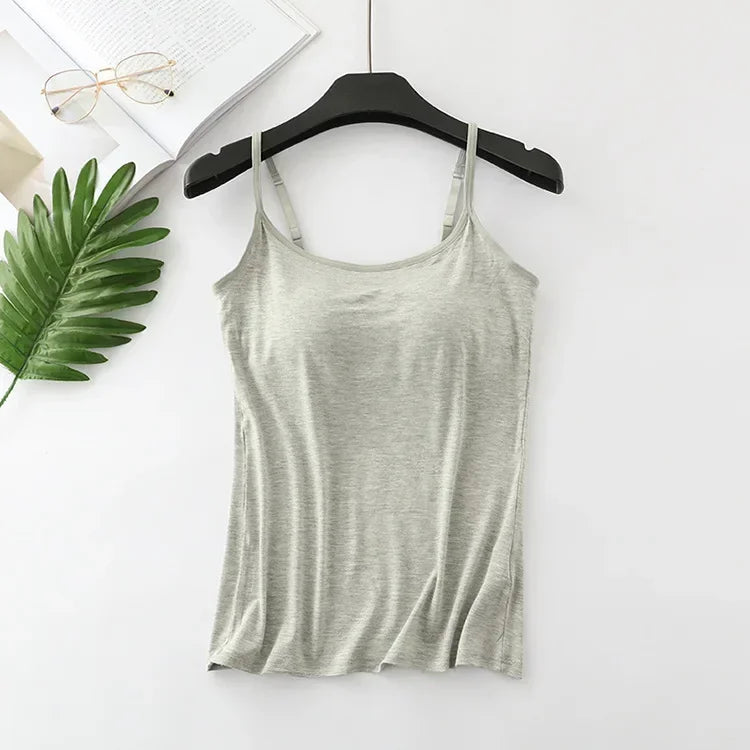 Built-In Bra Camisole - Seamless Modal Tank Top