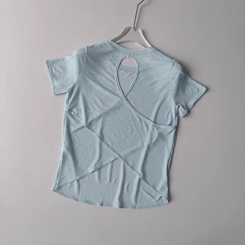Breathable Quick-Dry Athletic Tee - Cutout Back Detail
