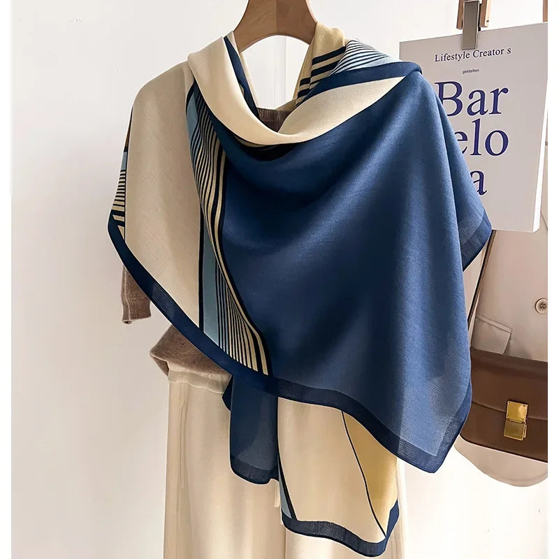 Oversized Geometric Scarf - Soft Wool-Feel Shawl