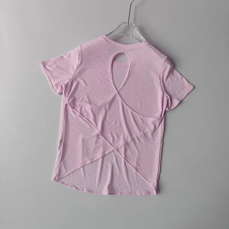 Breathable Quick-Dry Athletic Tee - Cutout Back Detail