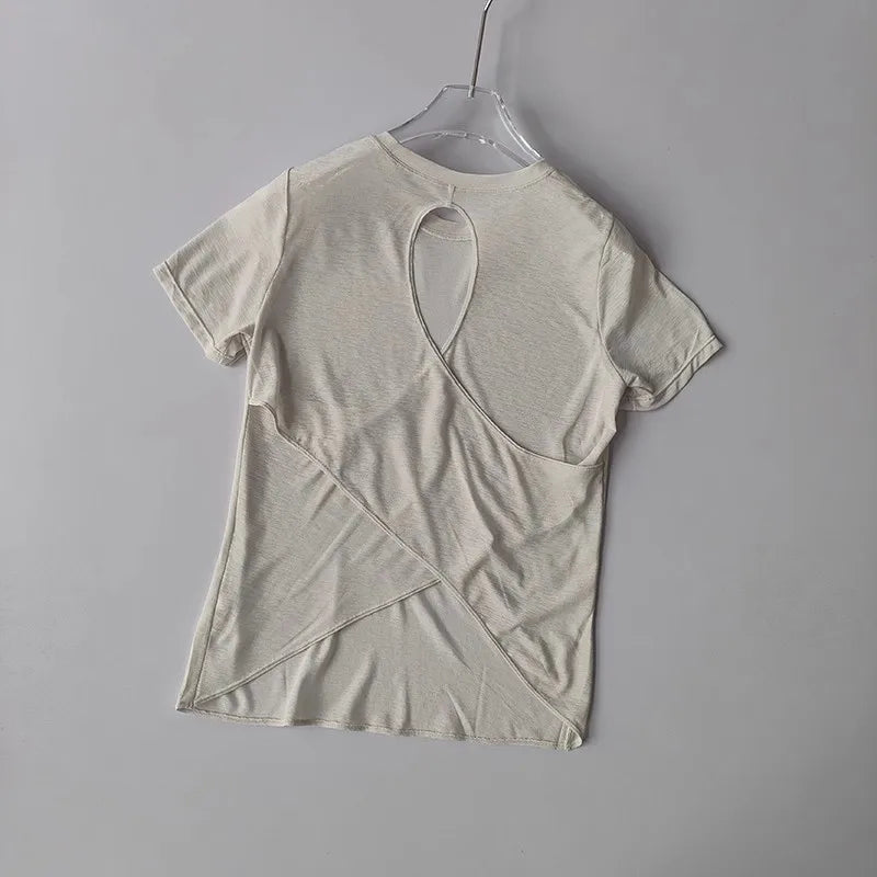 Breathable Quick-Dry Athletic Tee - Cutout Back Detail