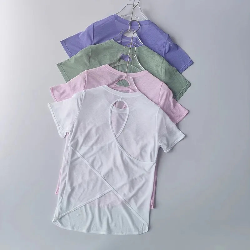 Breathable Quick-Dry Athletic Tee - Cutout Back Detail