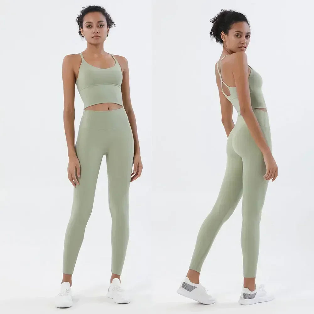 Seamless Workout Set - Buttery Soft Sports Bra & High Waist Leggings