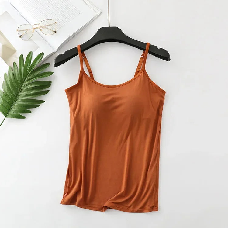 Built-In Bra Camisole - Seamless Modal Tank Top