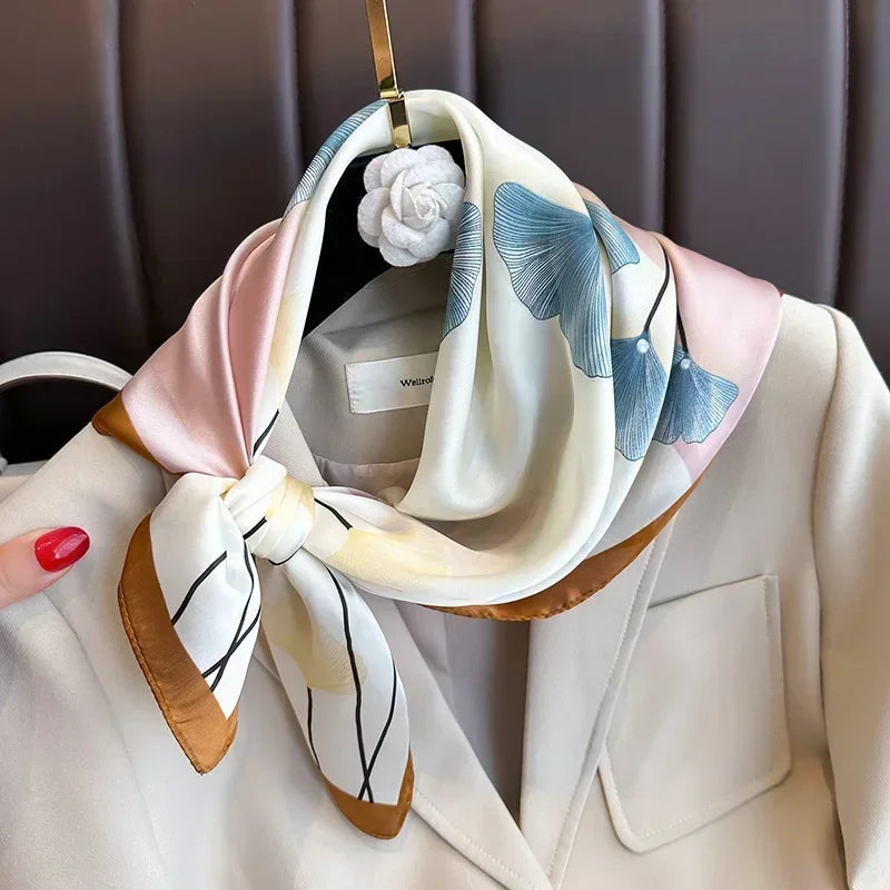 Printed Satin Square Scarf - Versatile Accessory