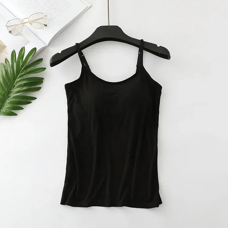 Built-In Bra Camisole - Seamless Modal Tank Top