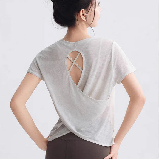 Breathable Quick-Dry Athletic Tee - Cutout Back Detail
