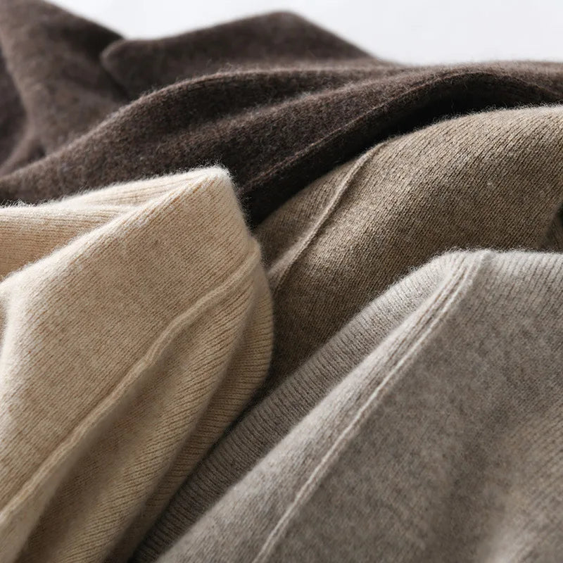 Cashmere Knit Wide Leg Pants - Loose Fit Casual