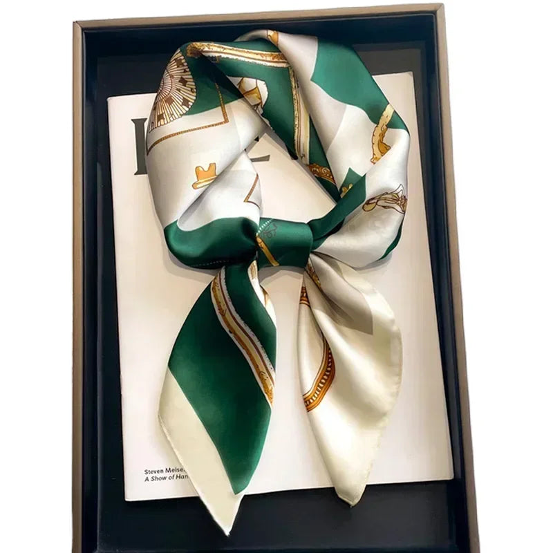 Printed Satin Square Scarf - Versatile Accessory