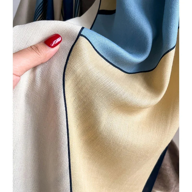 Oversized Geometric Scarf - Soft Wool-Feel Shawl