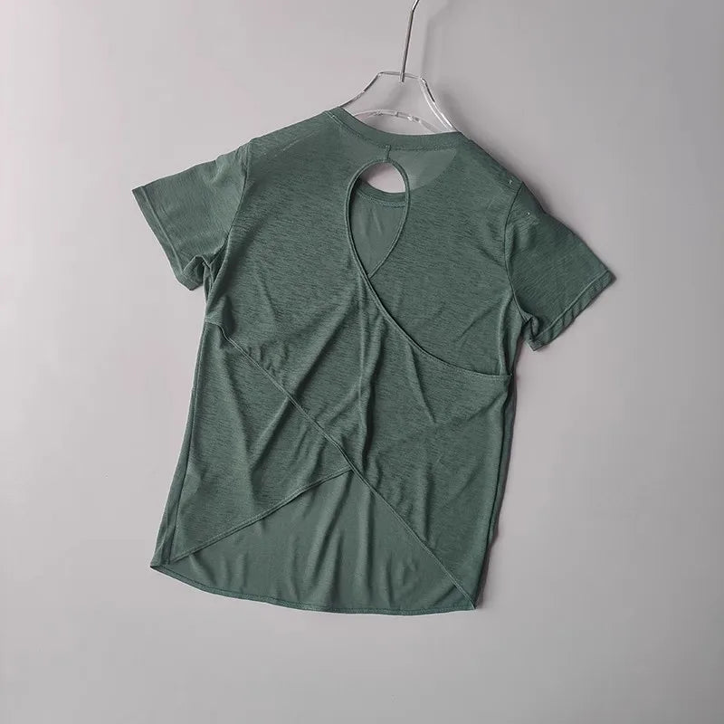 Breathable Quick-Dry Athletic Tee - Cutout Back Detail