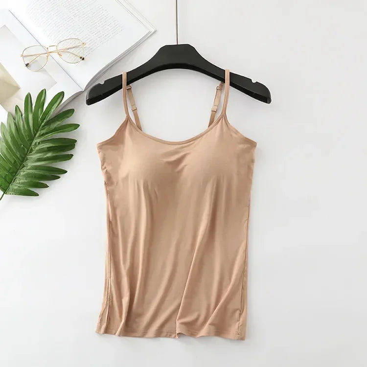 Built-In Bra Camisole - Seamless Modal Tank Top