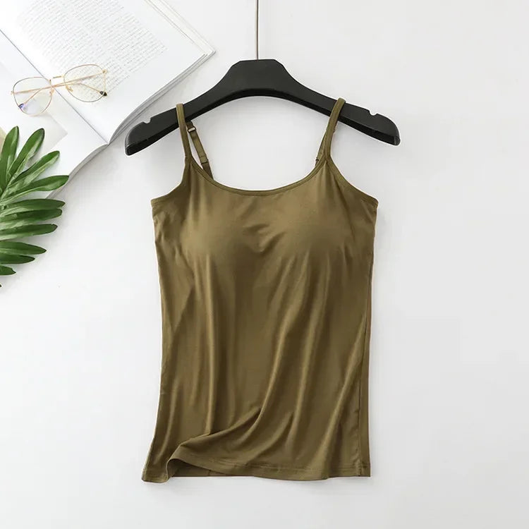 Built-In Bra Camisole - Seamless Modal Tank Top