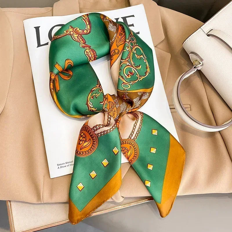 Printed Satin Square Scarf - Versatile Accessory