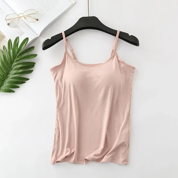 Built-In Bra Camisole - Seamless Modal Tank Top
