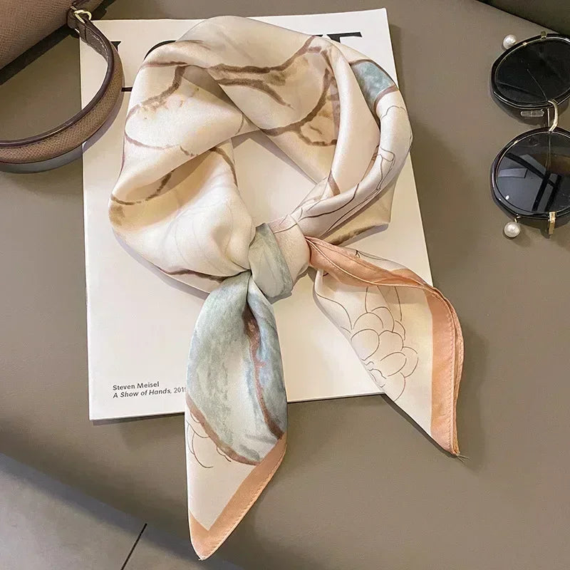Printed Satin Square Scarf - Versatile Accessory