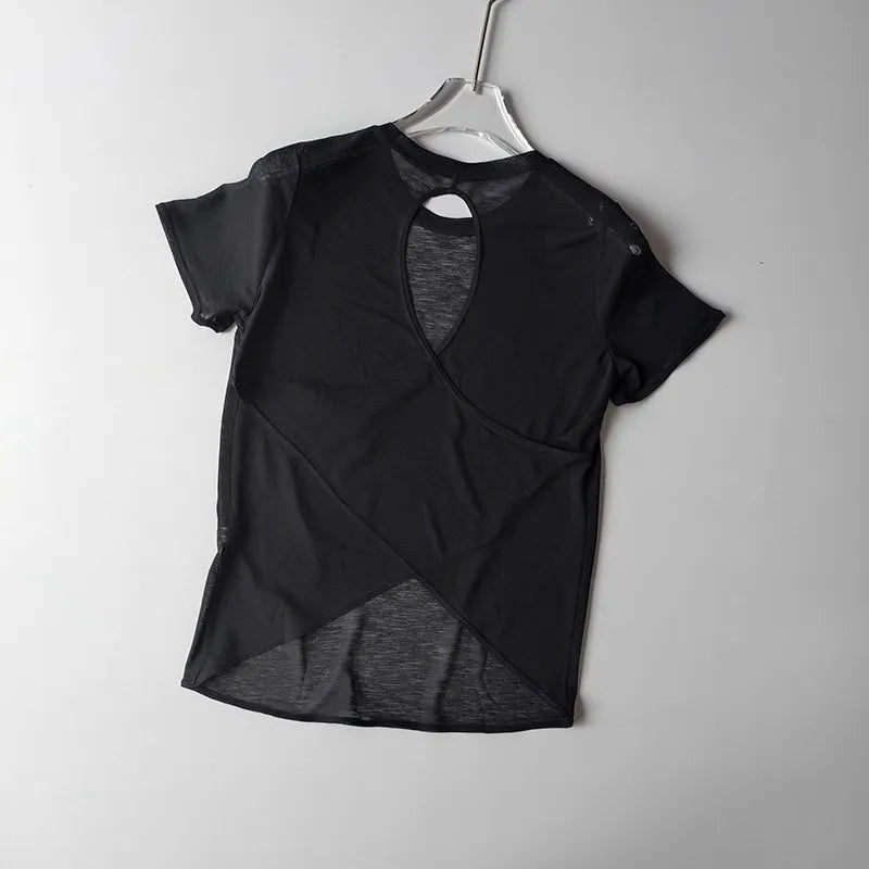 Breathable Quick-Dry Athletic Tee - Cutout Back Detail