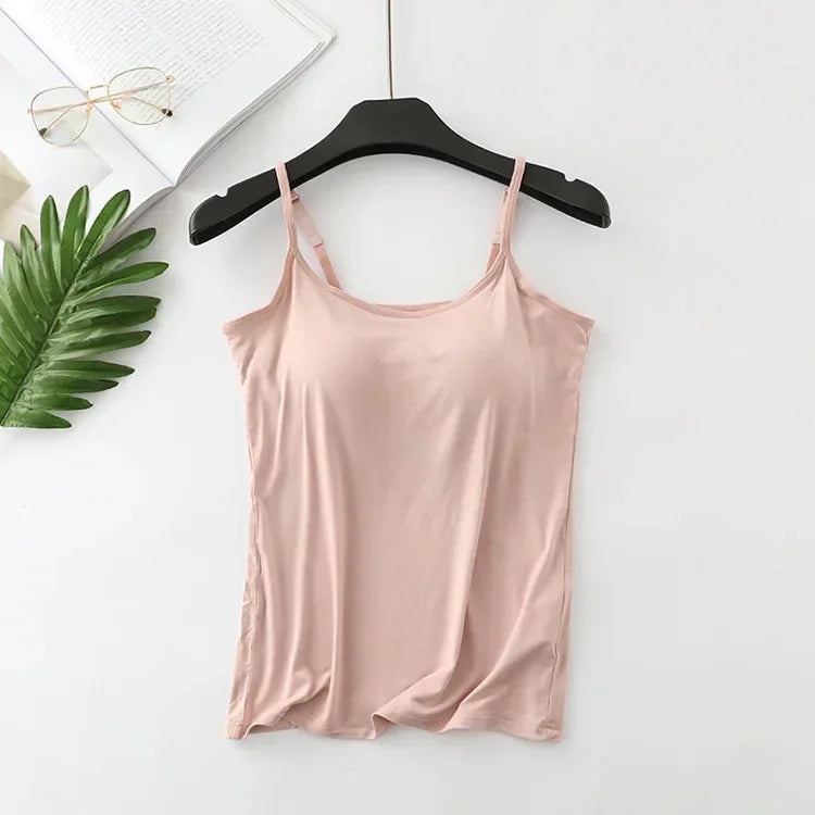 Built-In Bra Camisole - Seamless Modal Tank Top