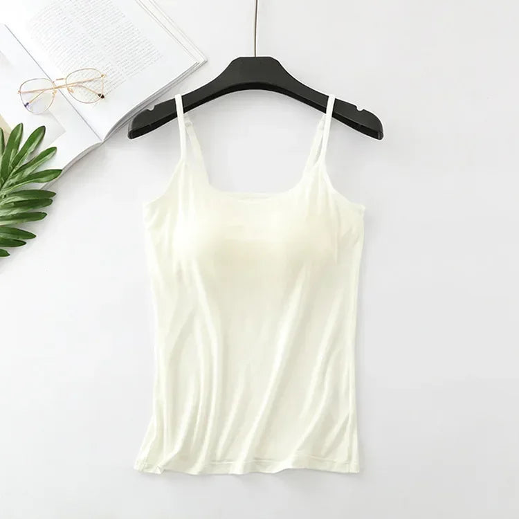 Built-In Bra Camisole - Seamless Modal Tank Top