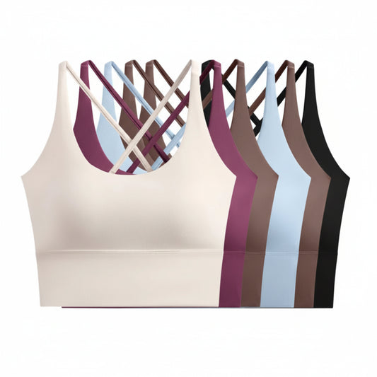 High Impact Sports Bra - Seamless Cross Back