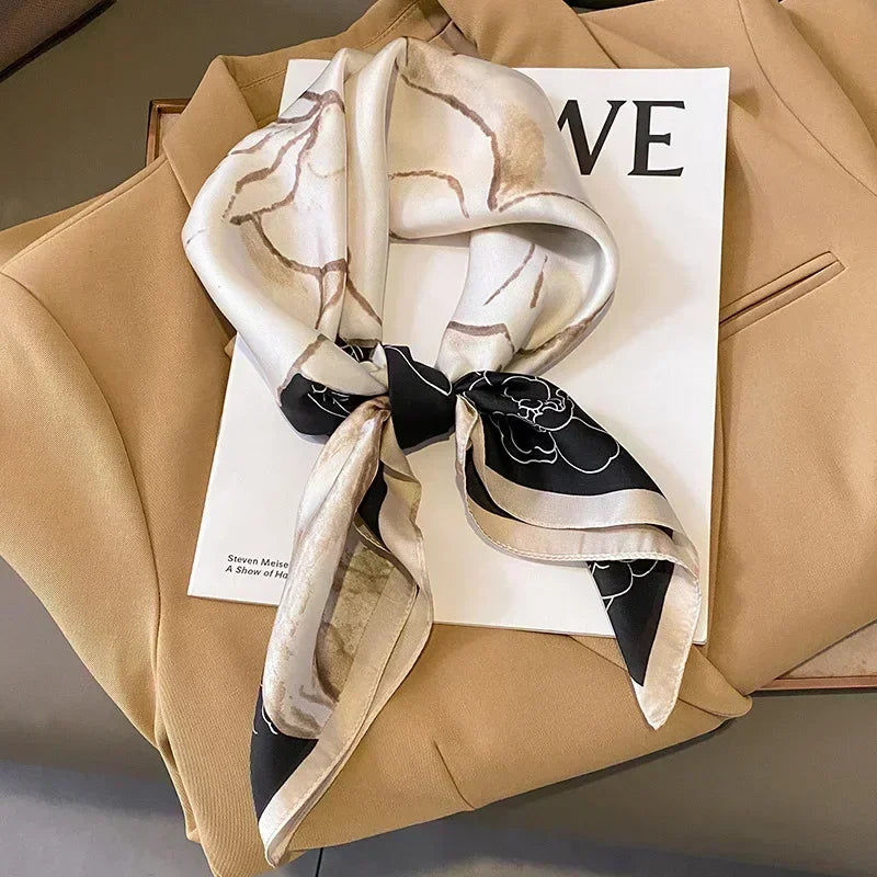 Printed Satin Square Scarf - Versatile Accessory
