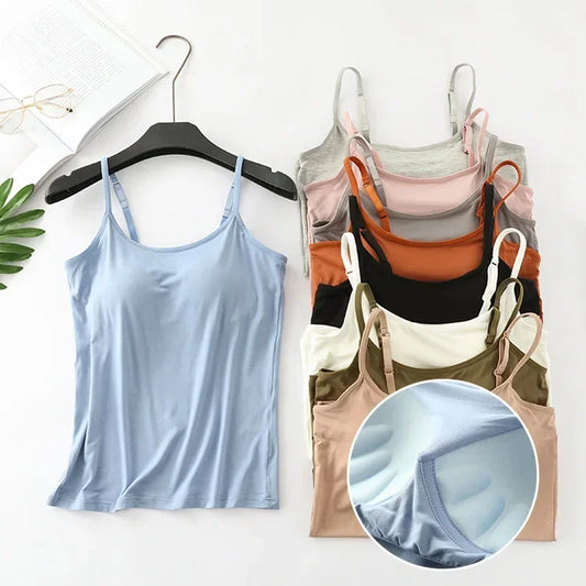 Built-In Bra Camisole - Seamless Modal Tank Top