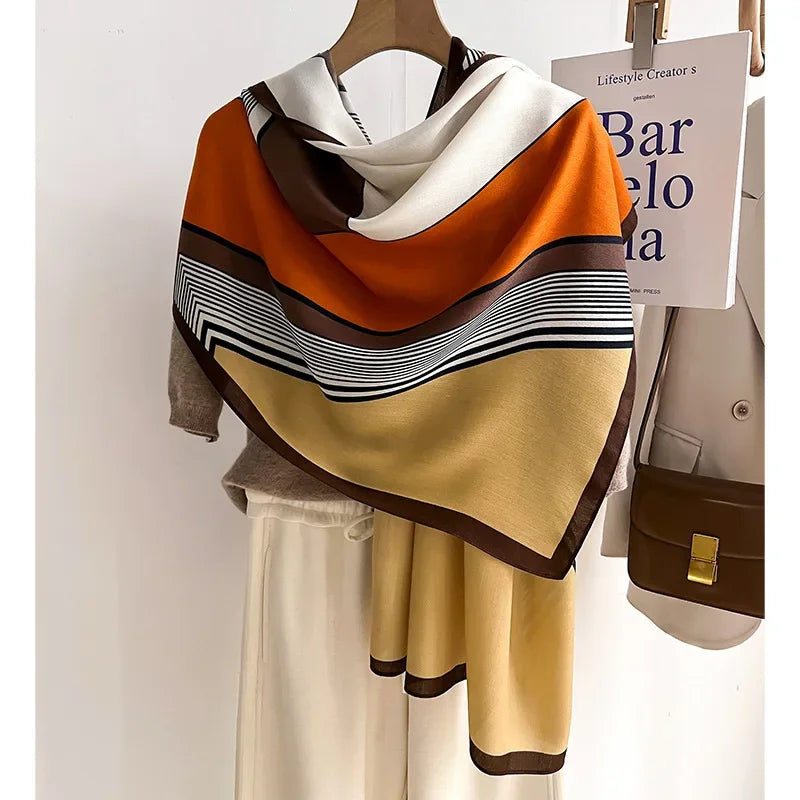 Oversized Geometric Scarf - Soft Wool-Feel Shawl