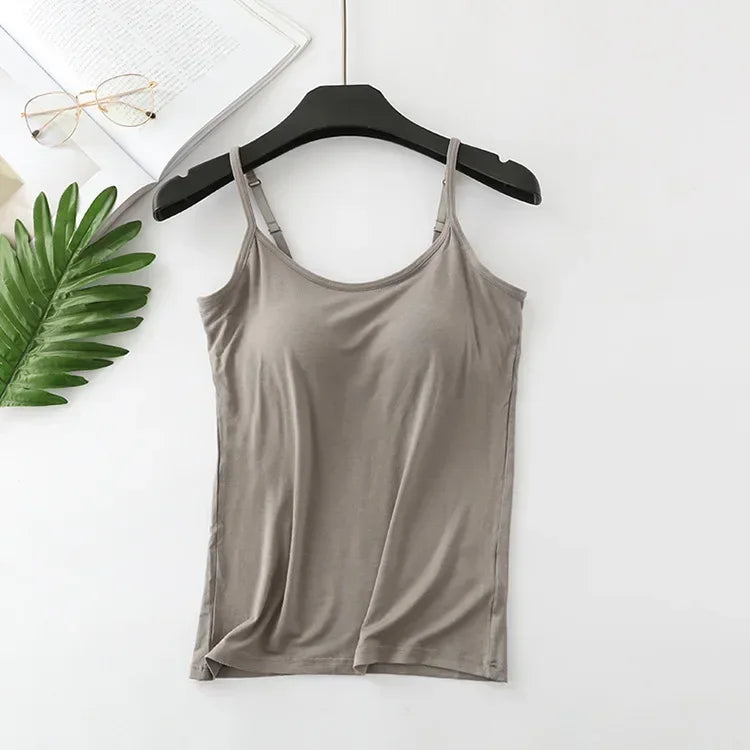 Built-In Bra Camisole - Seamless Modal Tank Top