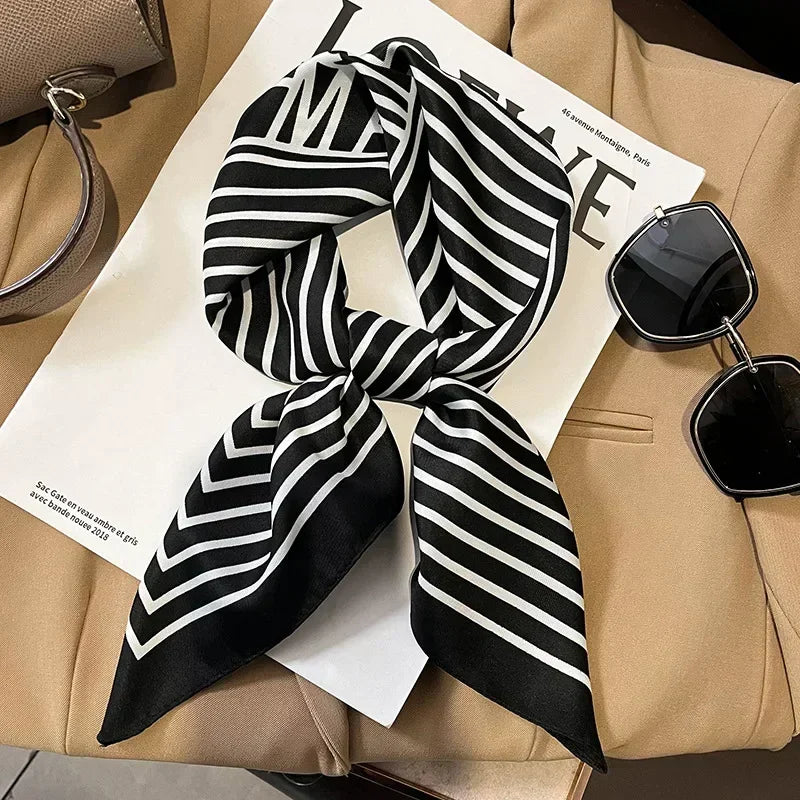 Printed Satin Square Scarf - Versatile Accessory