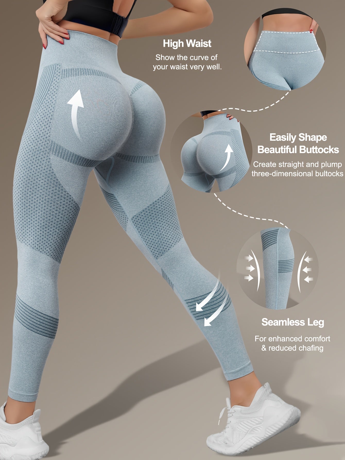 Seamless 3D Butt Lifting Technology & V-Shape Compression Leggings